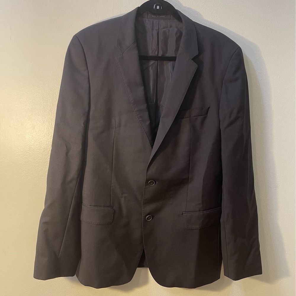 Hugo Boss Mens 42R Charcoal Gray 100% Virgin Wool Blazer Sport Coat EU 52
